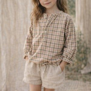 DOEN Children’s Austen Plaid Cotton Blouse | Size 6